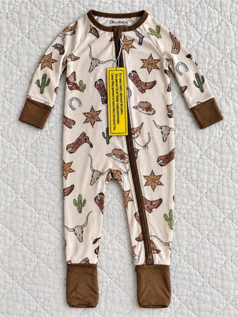 Bamboo Western Animal Print Footie
